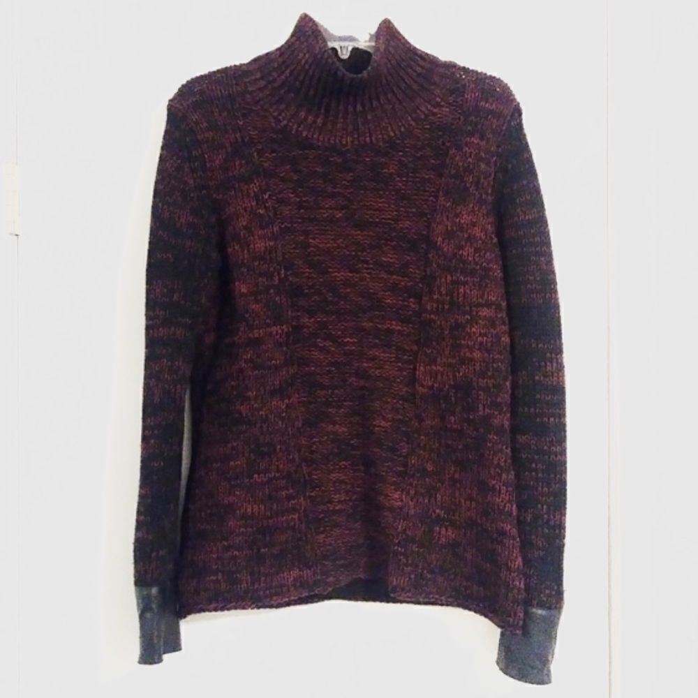 Duffy Black & Red 100% Wool Turtleneck Sweater